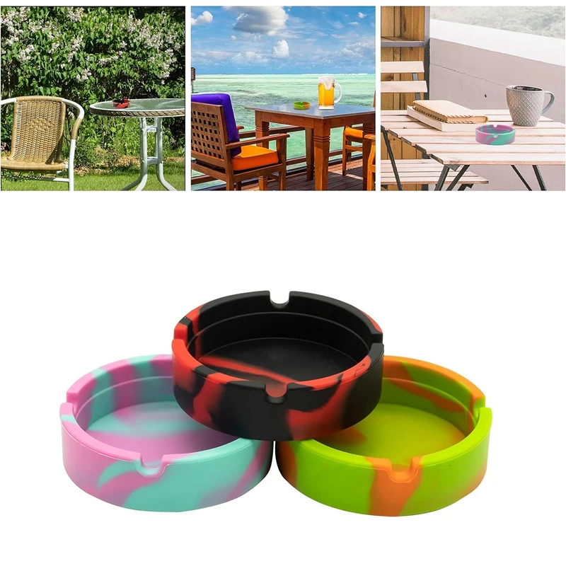Silicone Ashtray Portable Marble Striped Camouflage Luminous Fluorescent Home Use