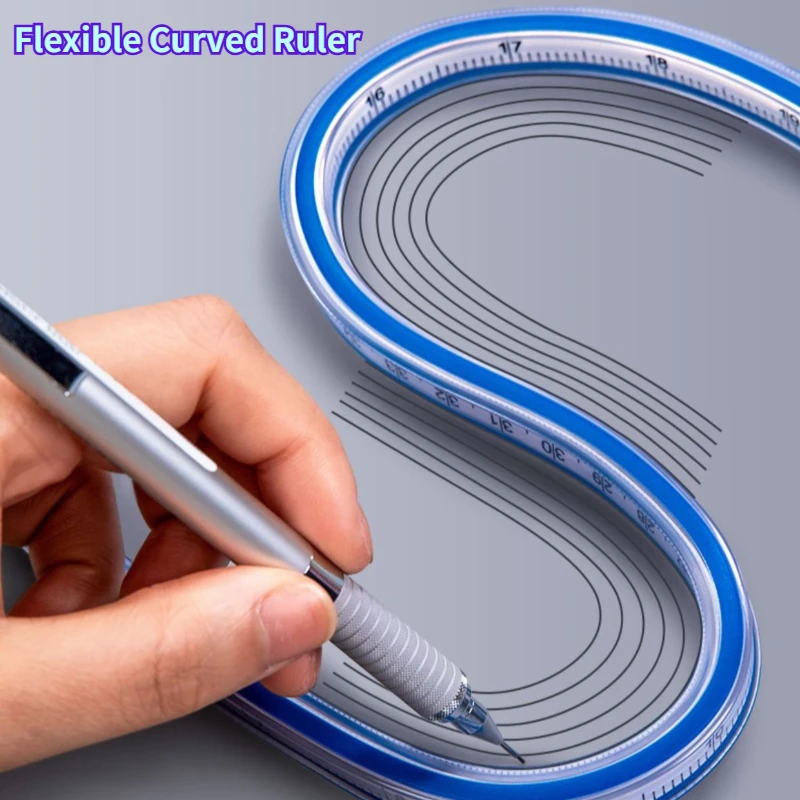 Flexible Curve Ruler Maths School Diy Office Plastic Soft Metric Scale Rule Template Engineering Drafting Measuring Drawing Tool