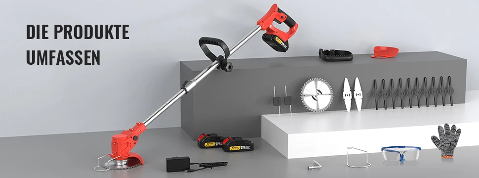 CONENTOOL 4-in-1-Akku-Rasentrimmer, Freischneider, elektrischer Trimmer, Freischneider mit 2 Batterien, Klingen, Gartengerät, Rasen, Hof – Detail 11