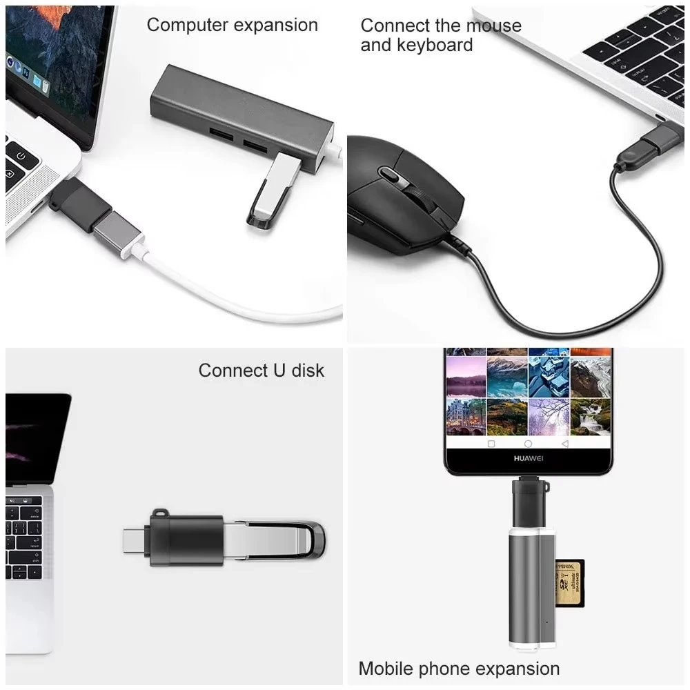 NNBILI USB C to USB 3.0 OTG 타입 C 어댑터 컨버터 (맥북 프로, 원플러스 7 프로, 삼성 S10, S9, S8, 화웨이 P20 프로용)
