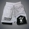 Men's Double-deck Shorts Gothic Letter Print Shorts Summer Quick Drying Sports Fitness 2 In1 Short Pants Joggers Beach Sportwear 1