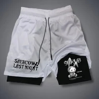 Men's Double-deck Shorts Gothic Letter Print Shorts Summer Quick Drying Sports Fitness 2 In1 Short Pants Joggers Beach Sportwear 1