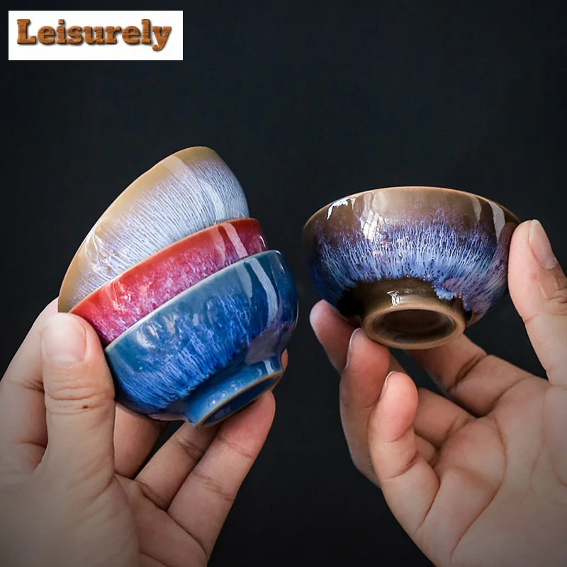 1pcs 45ml Ceramic Tea Bowl China Kiln Change Porcelain Meditation Cup Kung Fu Tea Cups Pottery Mugs Jianzhan Drinkware Wholesale
