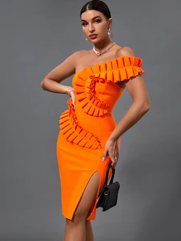Adeola Ruffle One Shoulder Evening Dress