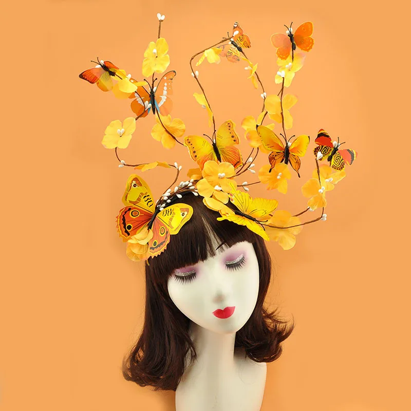 3D Butterfly Fascinator Hat ponadgabarytowy motyl z pałąkiem na głowę miękka opaska do włosów fotografia wydajność akcesoria do włosów dla kobiet dziewczyn