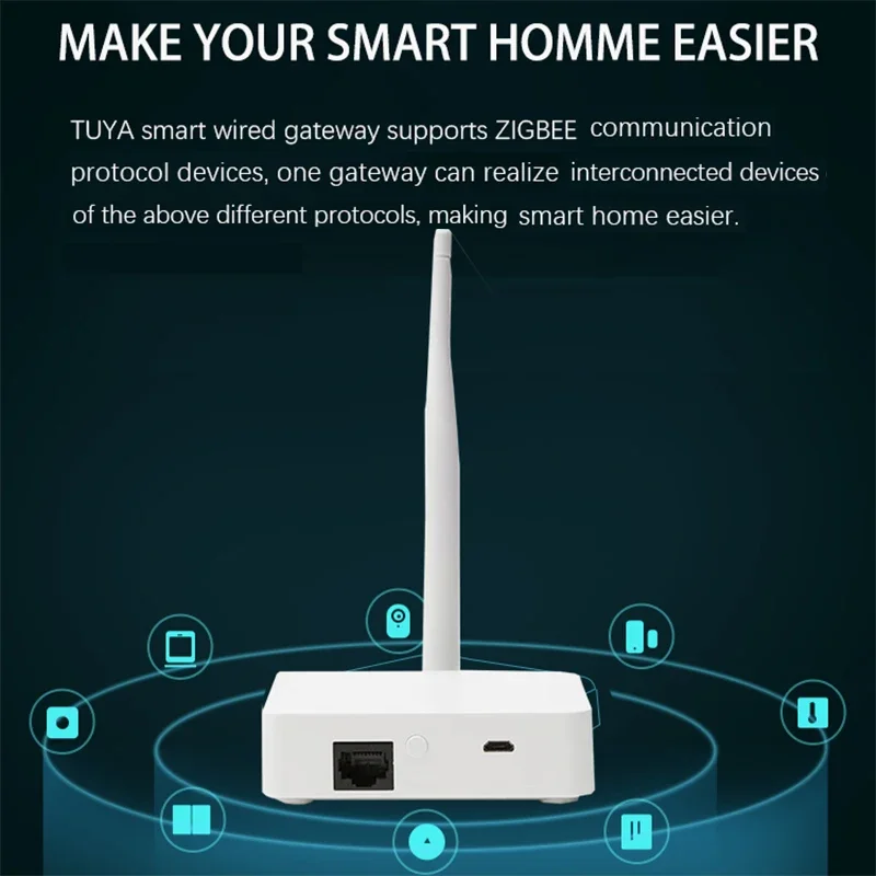 Tuya ZigBee Smart Hub, with Network Cable Socket Wired Connection Gateway Bridge for App Remote Control Works with Alexa Google