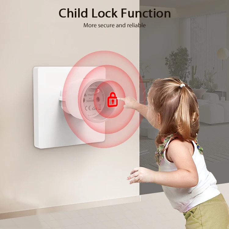 Matter Smart Plug with 16A Power Monitoring and WiFi Support for Homekit Alexa G