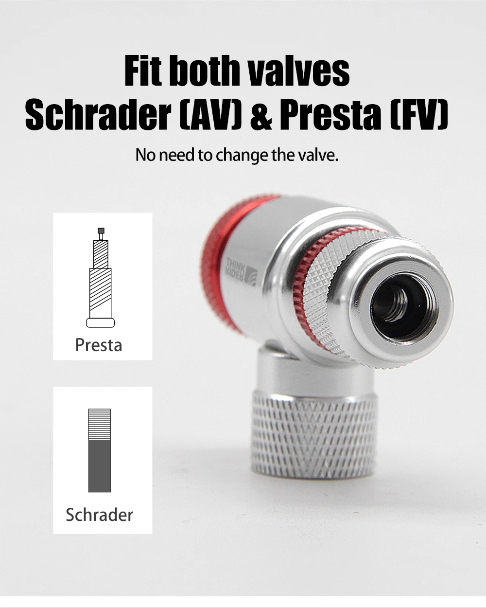 Description Picture 5 of itemThinkRider CO2 Pump For Bicycle Schrader Presta Adapter Bike Inflator Aluminum Tire Tube Mini Size MTB Pumps CO2 Cartridge
