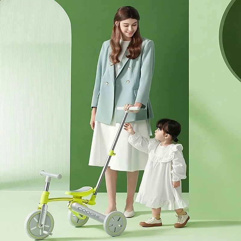 Children's Balance Bike Baby Bicycle 3 in 1 Handcart Baby Stroller Foldable Foam Wheel Exercise Balance Ability Skateboard