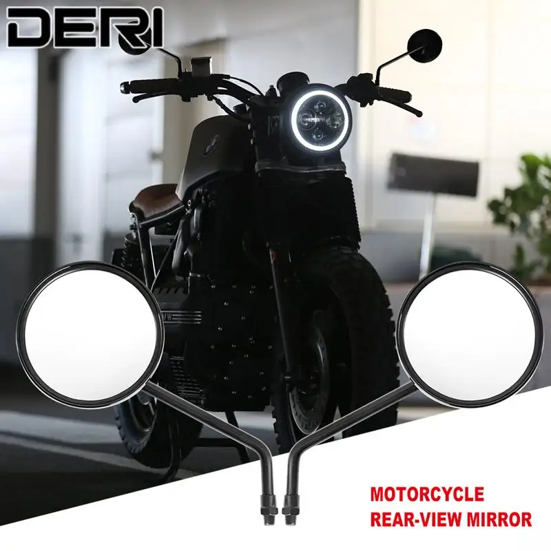 

Retro Motorcycle Round Side View Mirror Rearview Reflector Mirror Clockwise Rotation Flat Lens M10 fOR Scooter ATV Dirt E-Bike