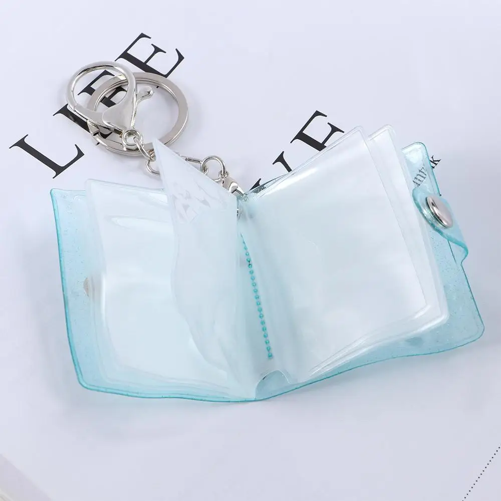 Transparent 1/2 inch Holder Pockets Photo DIY Mini Photo Album Keychain Portable Certificate Storage Portable Key Ring