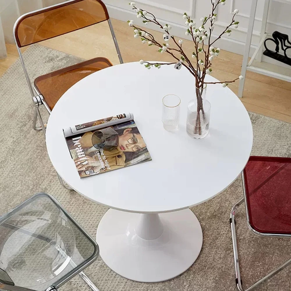 Modern Round Dining Table, &empty;31.5'' Kitchen Dining Room Furniture, Coffee Table, Leisure Living Room White