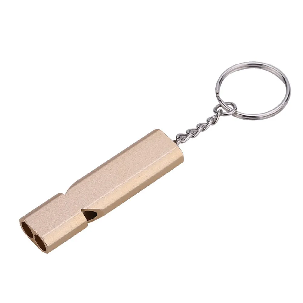120db Outdoor Urgent Survival Whistle Keychain Aluminum Camping Hiking Dual-tube Survival Whistle