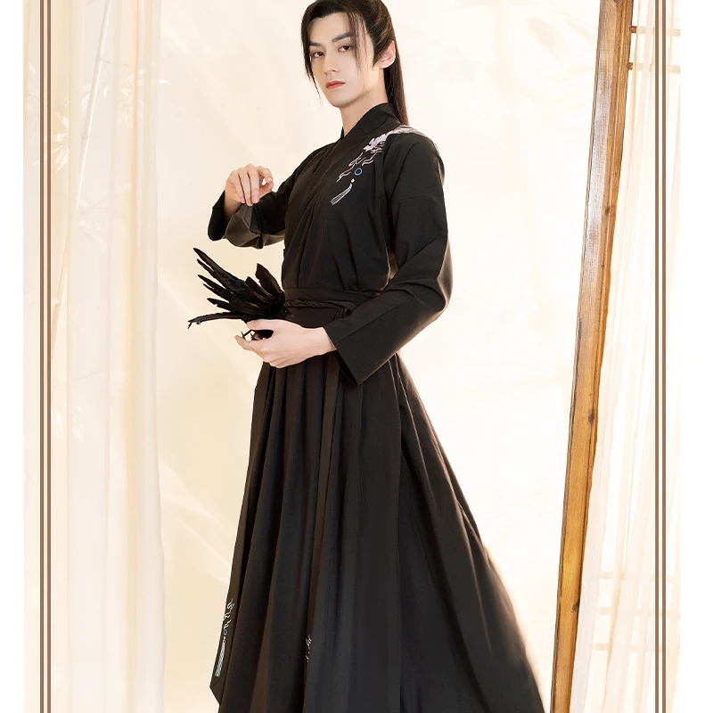 Chinese style hanfu men's ancient costume Xianxia ancient costume knight scholar youth black cosplay handsome performance costum