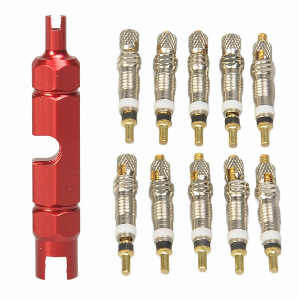 

10Pcs Bike Replacement Valve Core For Presta Valves Bicycle Mountain Road/MTB Bike Tubeles Aluminum Alloy Valve Core Tool