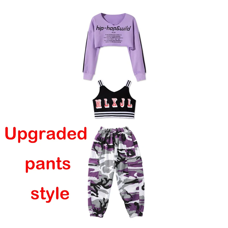 Girls Jazz Street Dance Children Hip Hop Clothes Costume Kids Leopard Pants Set Ballroom Dancewear Stage Rave Clothing DN2616