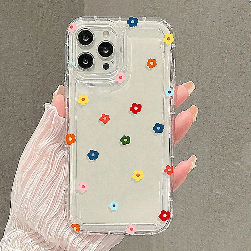Colorful Love Small Flower Soft Anti-Drop Airbag Phone Case Cover
