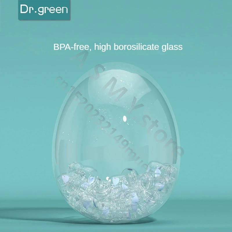 Dr.Green Professional ergonomic Newborn bottle 150mL/240mL Wide Mouth Petal nipple to remove tongue coating Full body washable
