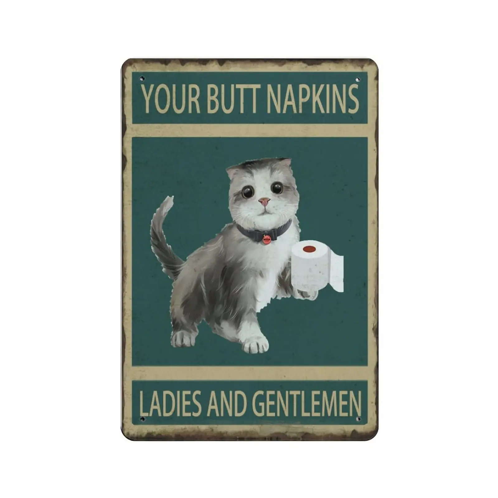 

Cat with Toilet Paper Funny Bathroom Signs Poster Retro Metal Tin Sign Vintage Sign for Home Bar Coffee Wall Decor Toilet Signs