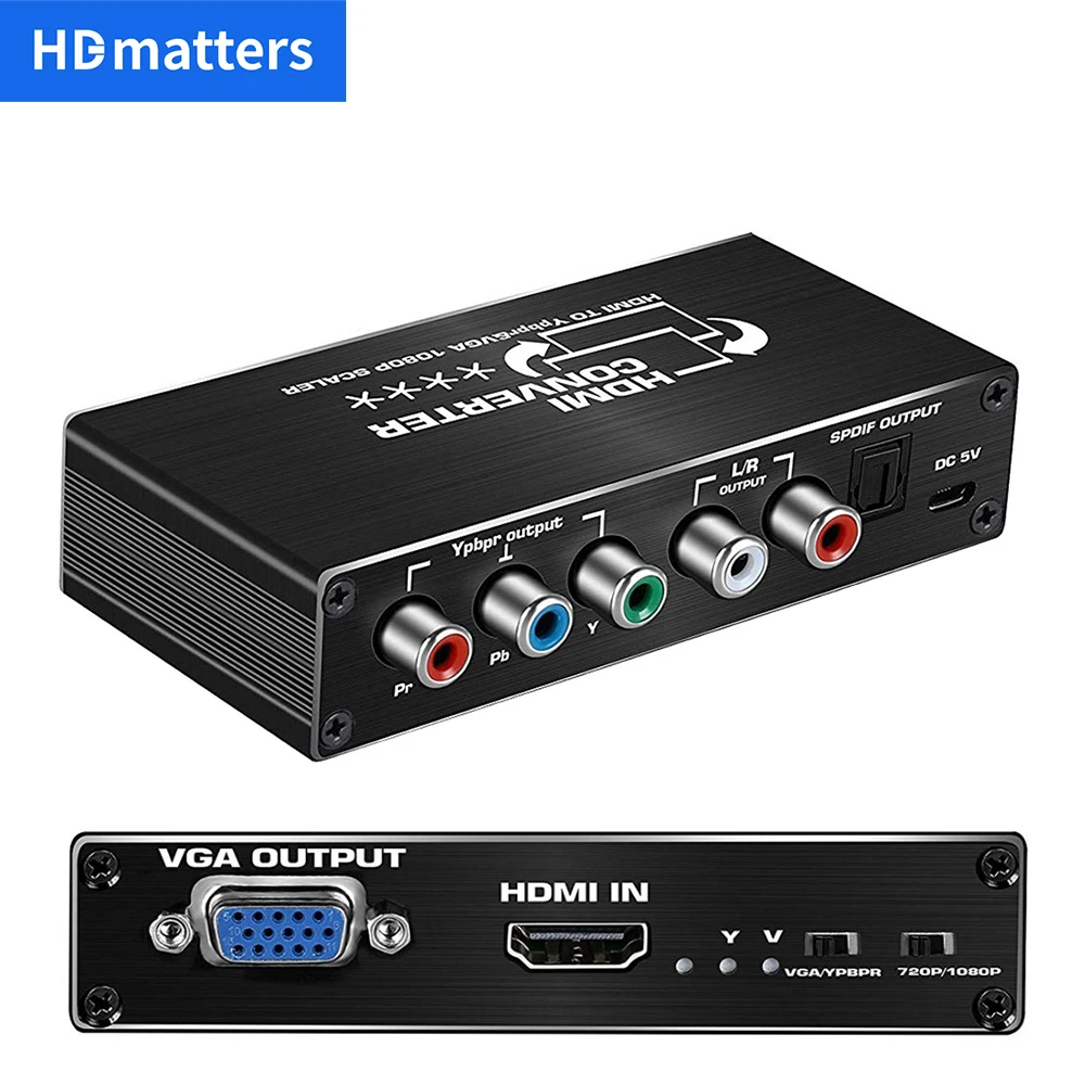 HDMI to RGB converter 1080P HDMI to component Ypbpr converter Scaler with VGA out HDMI to Ybprp