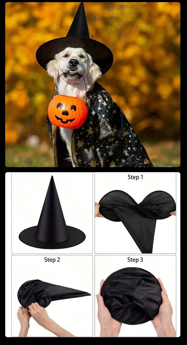 1/12 Stück Halloween-Hexenhüte zum Aufhängen, schwarze Zaubererhüte, geeignet für Häuser, Gärten, Veranden, Mottoparty-Hüte für Feiertage – Detail 1
