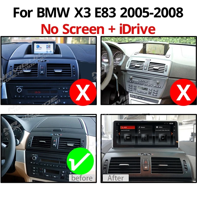 NAVIGUIDE BMW X3 E83  ڵ , 2005 2008  ī÷ Ƽ̵ ÷̾, GPS, BT, FM, 4G, , 10.25 ġ, ȵ̵ 13