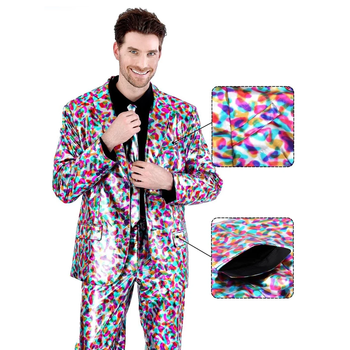 Completo da uomo in 2 pezzi, slim fit, giacca casual con bottoni