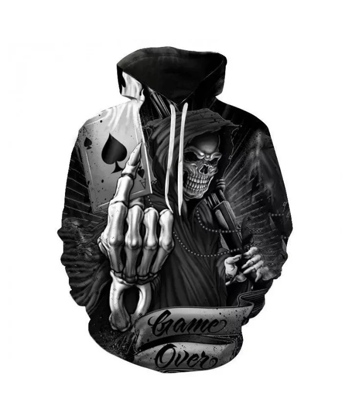 thumbnail image 1 of Sudadera con capucha unisex de estilo hip hop de estilo informal, estilo retro medieval, con estampado 3D de calavera y oración para hombre, 1 of 4