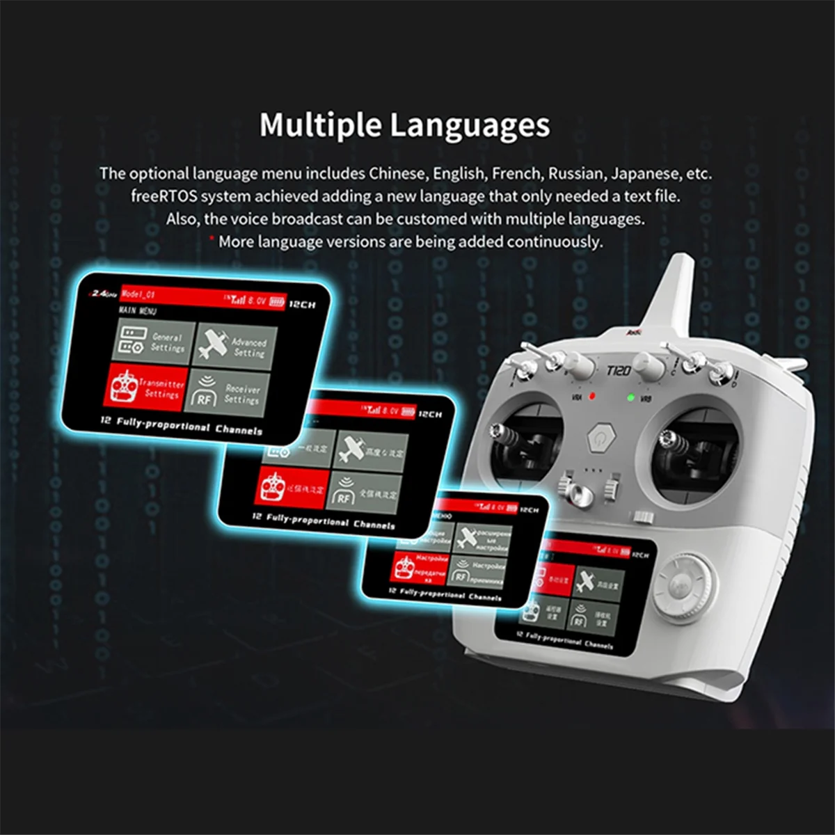 For RadioLink T12D 12CH RC Transmitter 2.4GHz Remote Controller 2.8inch LCD for FPV Drone Fixed Wing Airplane Car L