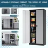 Metal Storage Cabinet with Locking Doors, Black Garage Lockable Steel Cabinets with 4 Doors and 5 Shelves for Home, Garag 4