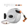 SucceBuy Retractable Hose Reel 180° Swivel Bracket Wall-Mounted Garden Water Hose Reel with 9-Pattern Nozzle Automatic Rewind