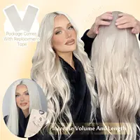 Bande entièrement brillante en 100% cheveux humains Remy, lisses, Double face, blond, confortable, soyeux, naturel, pour femmes 5