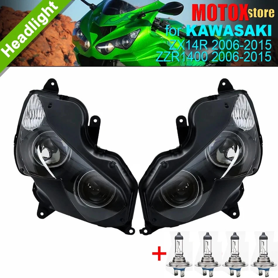 

Motorcycle Front HeadLamp Assembly Fit for 2006 - 2015 Kawasaki ZX14R Headlight ZX 14R ZX-14R ZZR1400 Head Light Lamp