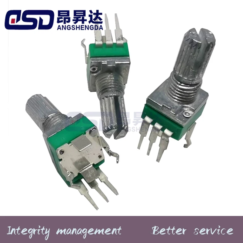 10PCS Vertical single R097 RK097 precision potentiometer with bracket, handle 15mm, no gear, 3 feet B10K 2K 5K 100K