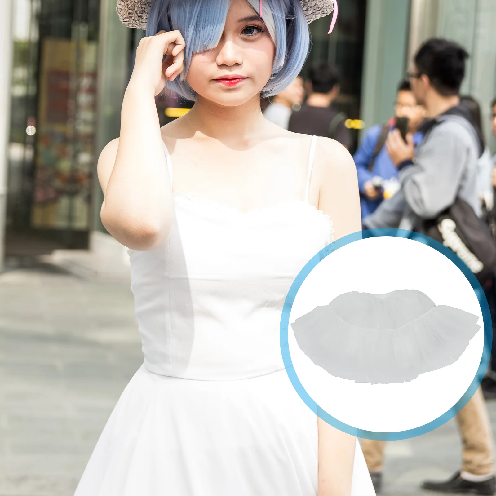 White Dress Tulle Skirt Soft Mesh Crinoline Underskirt Ruffles Women Petticoat