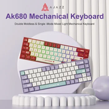 AJAZZ AK680 Mechanical Keyboard ABS Keycap 68 Keys Wired Wireless Bluetooth Gamer Keyboard Hot Swap Custom Gasket for Pc Laptop 2