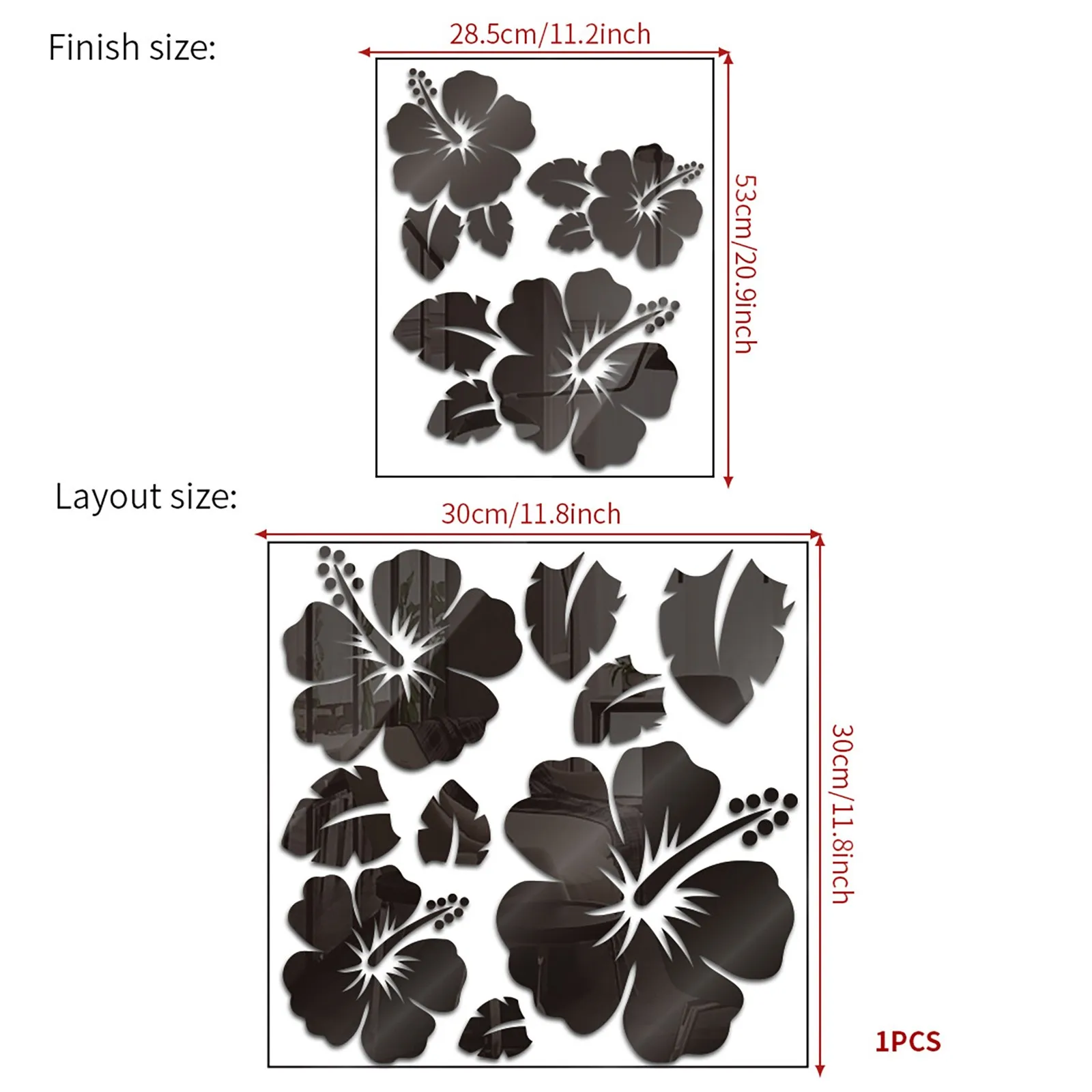 Rose Flower Leaves Mirror Stickers 3D Self Adhesive Flowers DIY Mirror Wall Sticker Home Decoration For Living Room Background