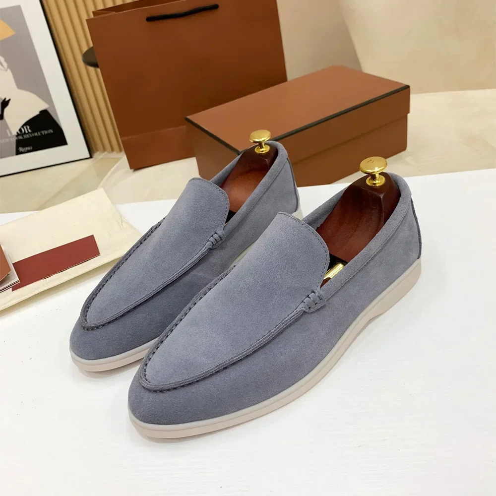 Loafers New Spring and Autumn Suede Leather Flat Genuine Leather Men Walking Shoes Lazy Soft Bottom Casual Shoes big size
