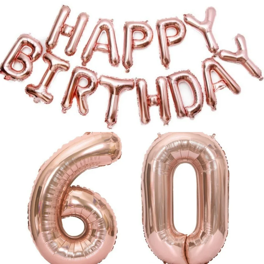 15-teiliges Roségold 16-Zoll Happy Birthday Folienballons-Set + 32-Zoll Zahlen 13-80 - Partydekoration für Kinder und Erwachsene, Foto-Hintergrund – Detail 6