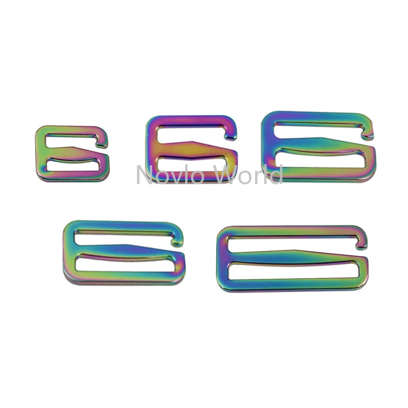 20-100pcs 5 Size New Rainbow Fashion Woman Bags Accessories Adjustable Buckle Slider Clips For Shoulder Strap Buckle