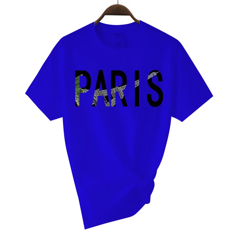 Mark PARIS Print Buschtawen T-Shirt fir Männer Casual Crew Neck Kuerzärm Moud Summer T-Shirten Tops Kotteng Iwwergréisst_voghion.com