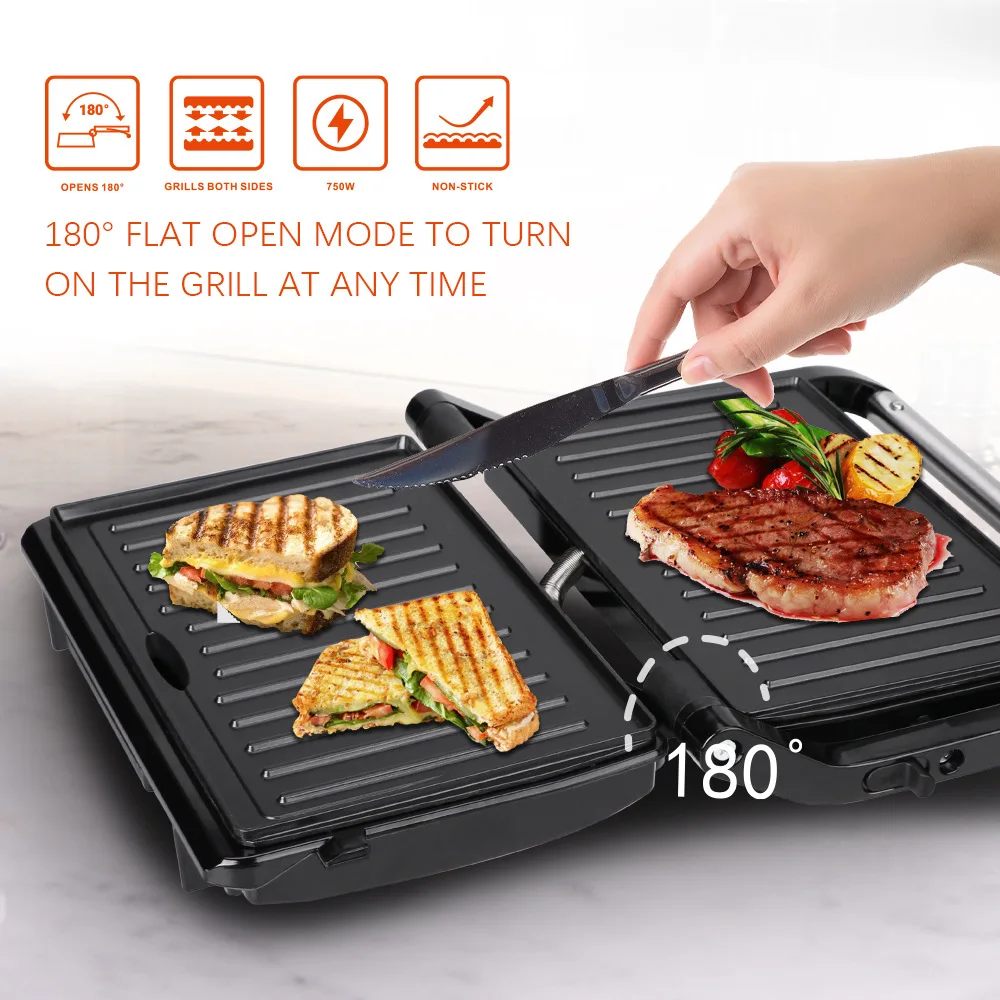 Description Picture 5 of itemElectric Sandwich Maker Grill Plate Panini 750W Cooking Kitchen Appliances Breakfast Waffles Machine Toaster Iron Pan Non Stick
