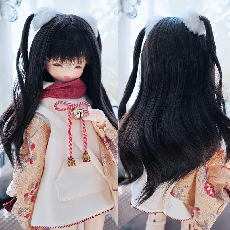  King Squirrel BJD Fake Hair 34 Parts Tee Fourth Bear Sister Bear Egg Long Curly Hair Cus Made High Temperature Silk