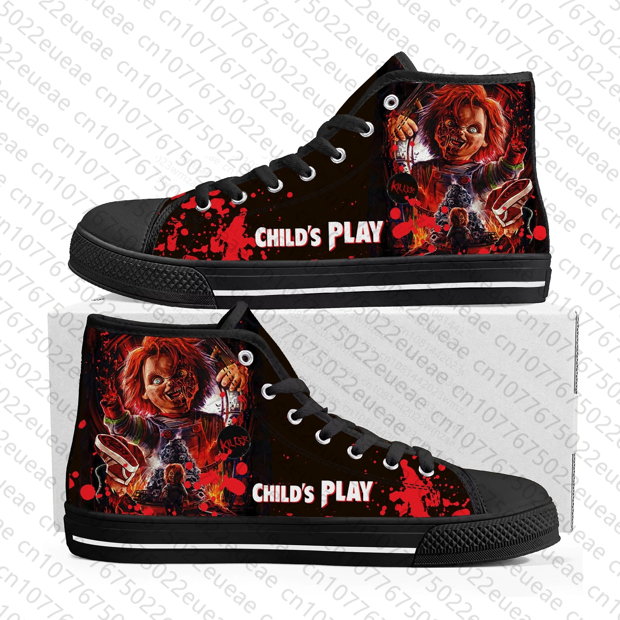 Horror Movie Childs Play Chucky High Top Sneakers Mens