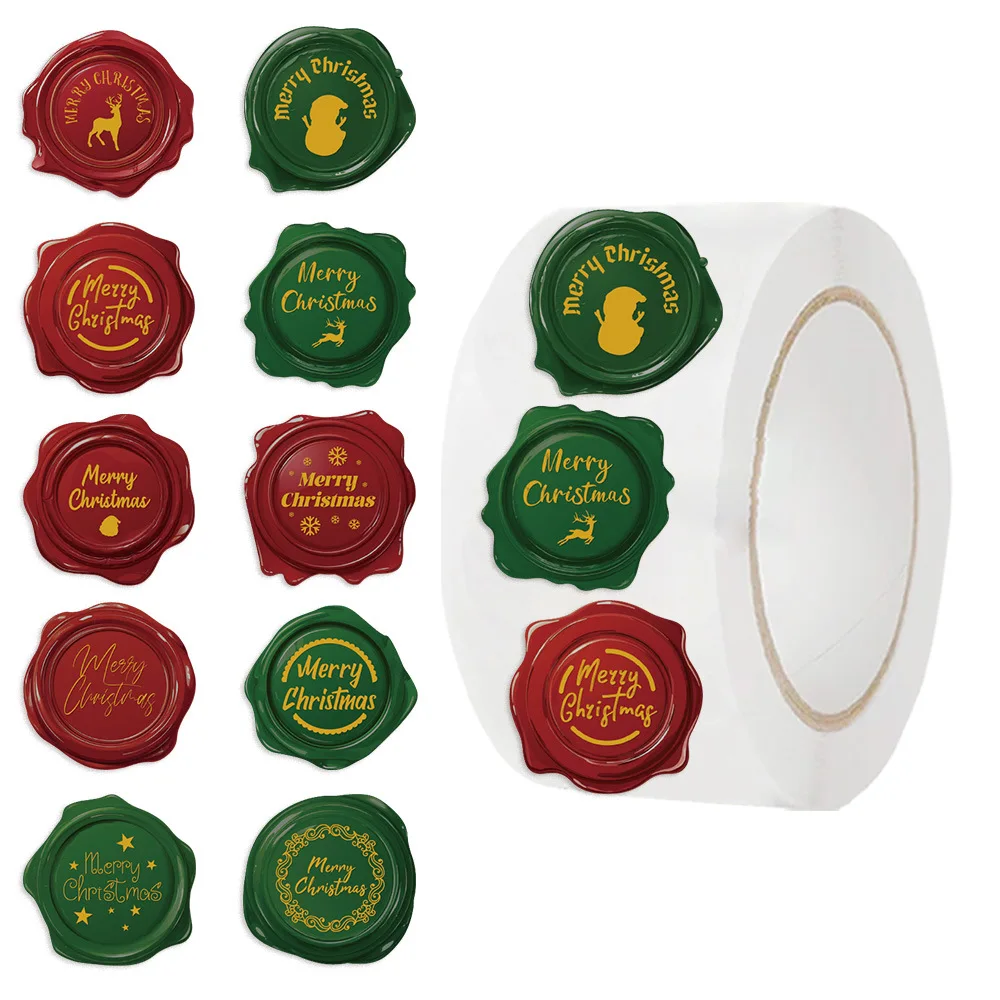 Festive Transparent Merry Christmas Stickers - 500pcs 1-Inch Round Self-Adhesive Labels for Holiday Decor & Celebrations