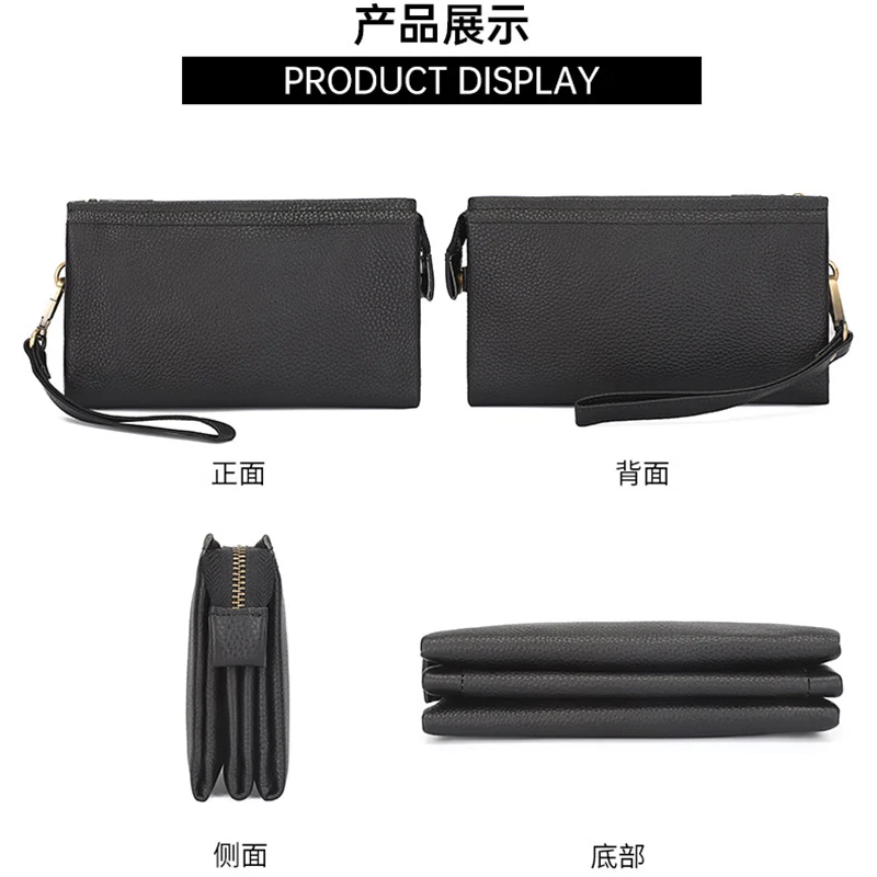 Men Genuine Leather Wallet Large Capacity Purse Casual Long Business Male Clutch Wallets Large capacity Cow Leather Clutch Bag