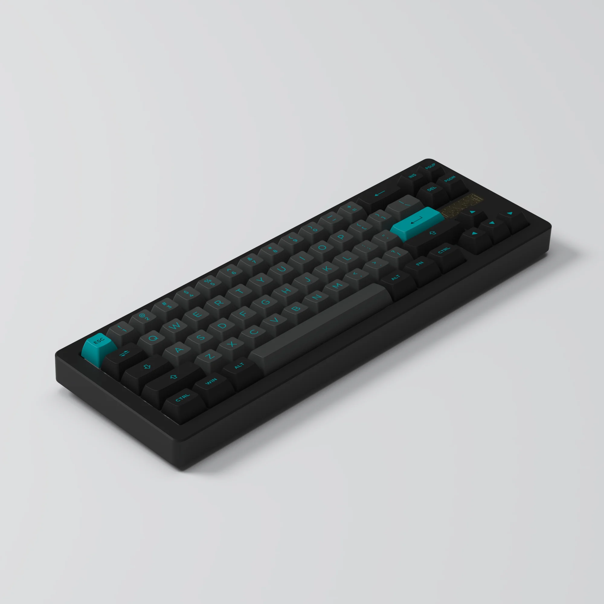 Akko ACR 프로 68 블랙 앤 시안 유선 기계식 키보드, RGB 핫 스왑 개스킷 장착 아크릴 CNC 케이스, ASA PBT 키캡 포함