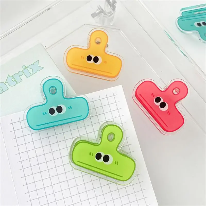 Pack Multicolor Cute Face Acrylic Binder Clip Planner Clips Paper Clamp Office Decorative Supplies School Stationery 2