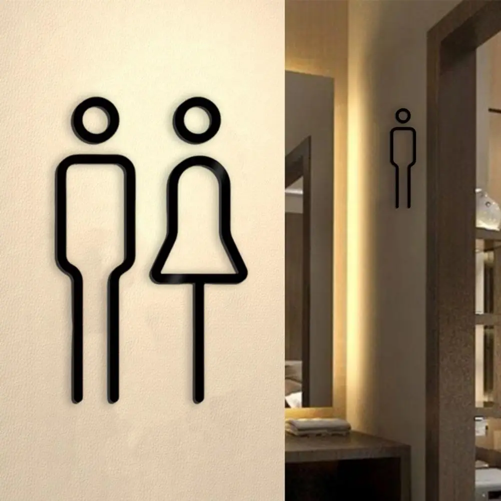 3D Acrylic Bathroom Toilet Sign Toilet Men Women Restroom Door Sign Business Restaurant Office Hotel Washroom Wall Identificatio