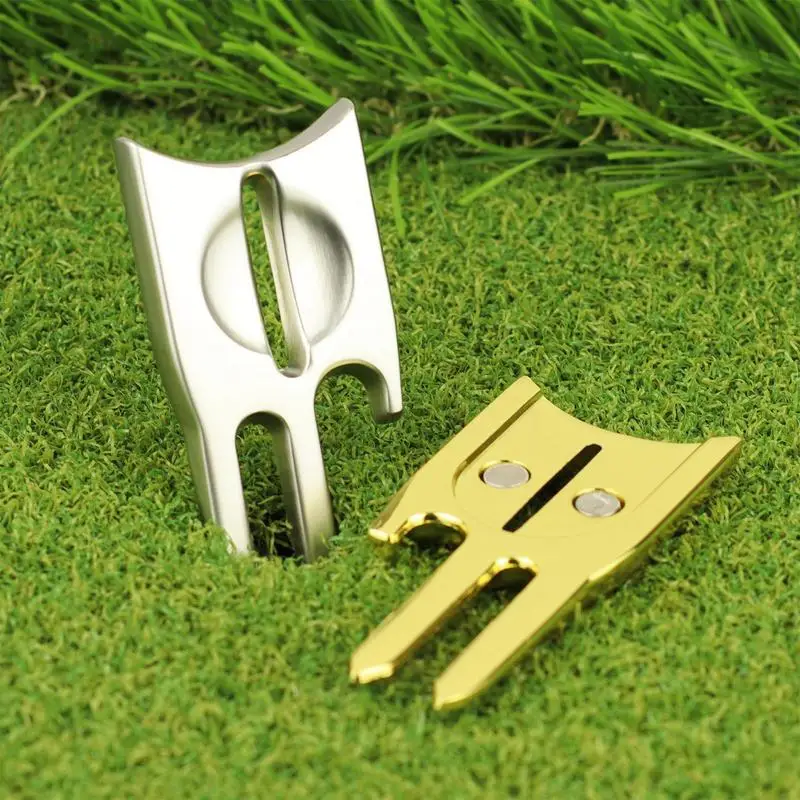 Golf Ball Divot Tool Golf Repair Tool Ball Mark Multifunctional Green Repair Fork Marker For Family
